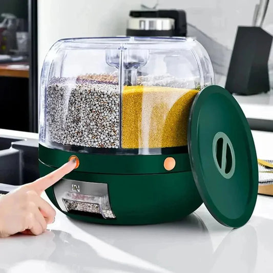 Rotating Grain Dispenser with 6 Compartments