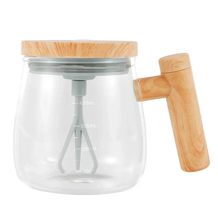 400ml Electric Self-Stirring Mug with Wooden Handle
